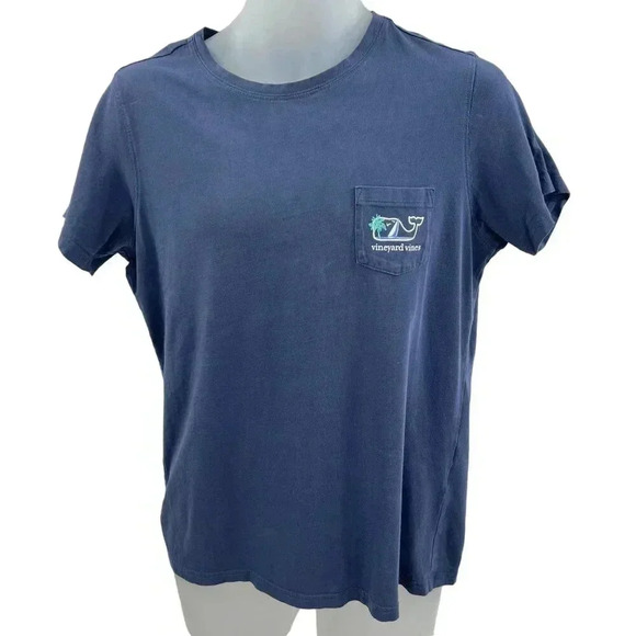 Vineyard Vines Men's Graphic Pocket Tee Medium 100% Cotton Blue - Picture 4 of 11